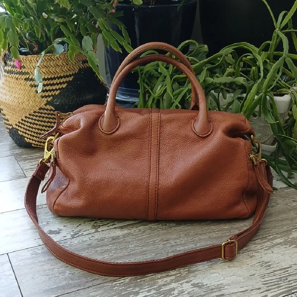 Fossil Tan Leather Satchel - Picture 1 of 16
